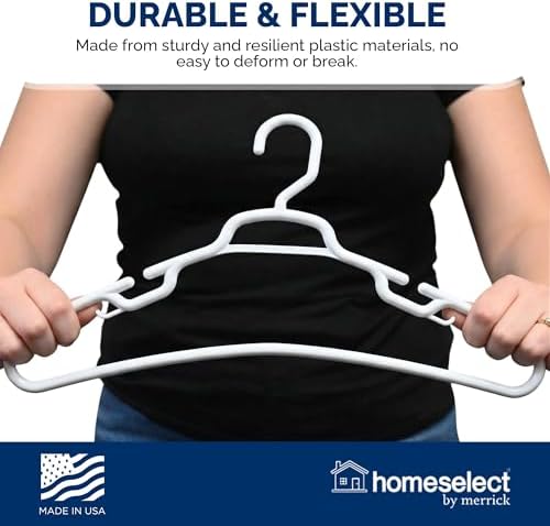 Homeselect 32 Pack Swivel Plastic Hangers with Shoulder Grooves, White Plasti...