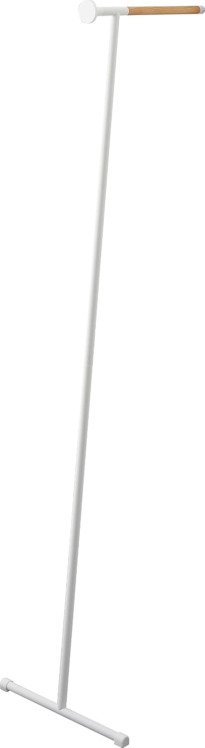 YAMAZAKI Home Tower Clothes Ironer Steamer Hanger Drying Rack Wall Leaning Stand for Clothing Bags Or Hats, 64" - Steel + Wood