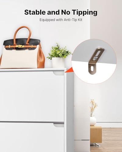 VEVOR Shoe Cabinet with 3 Flip Drawers, Modern Shoes Storage Cabinet with Ant...