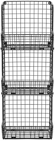 Sorbus Hanging Fruit Basket Wall Mounted Wire Metal Bins - 3 Tier Storage Bas...