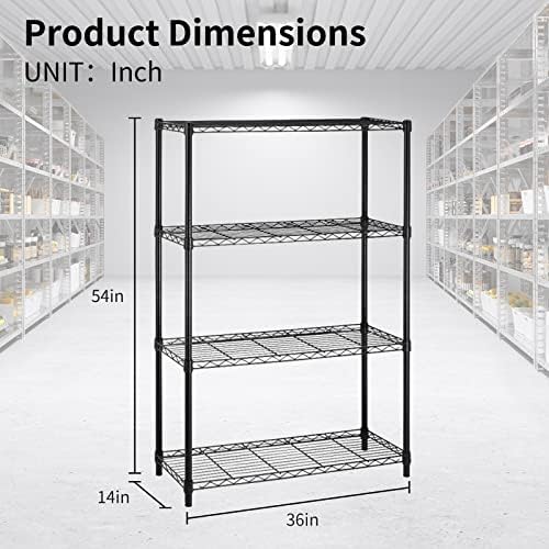 BLKMTY 4-Tier Storage Shelves, Wire Racks, Metal Shelving Unit, Freestanding ...