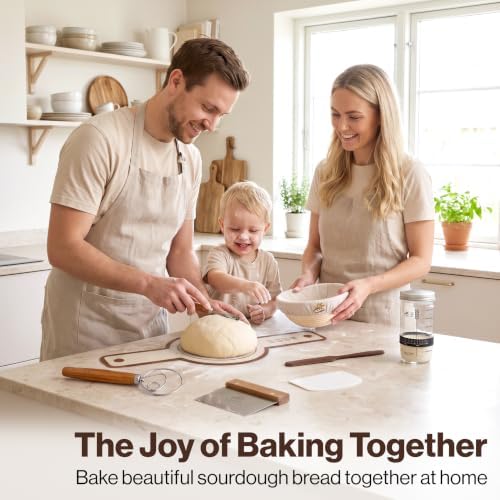 EDELHAUS Sourdough Starter Kit with Round Banneton Proofing Basket