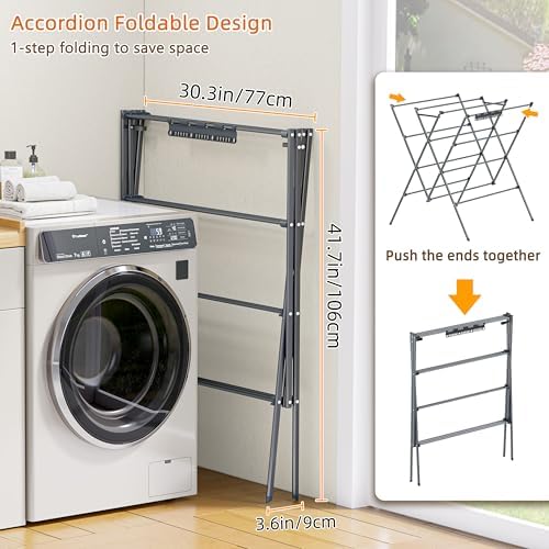 Drying Rack Clothing,12 Drying Poles with Sock Clips Clothes Drying Rack
