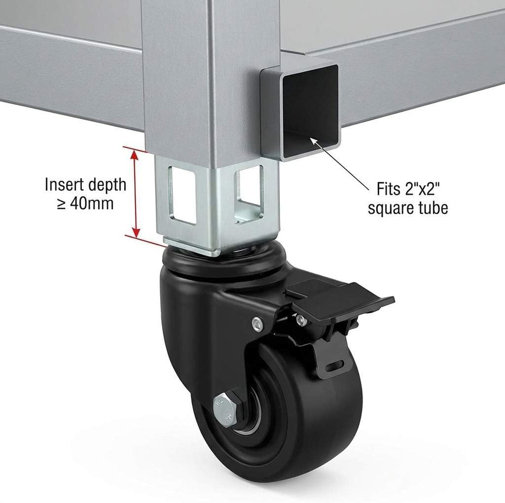 QWORK 3" PU Caster Wheels for 2"x2" Boltless Shelving Racks – ...