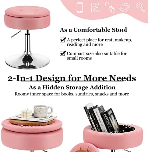 GIANTEX Adjustable Swivel Vanity Stool Set of 3, 360° Swivel 20"-26"...