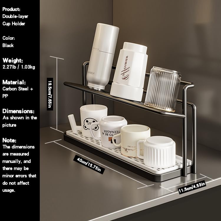 2-Tier Space-Saving Drain Rack with Removable Tray