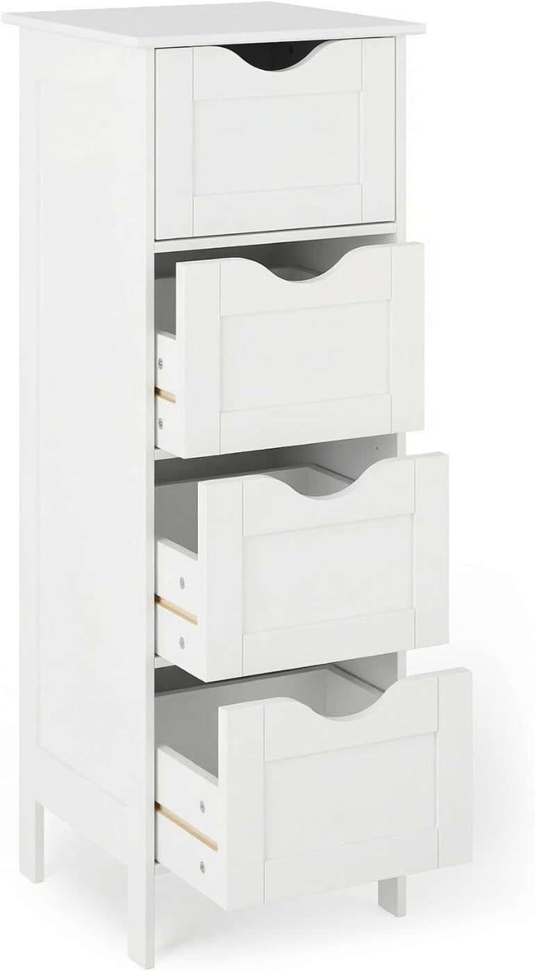 Bonnlo Skinny Bathroom Floor Storage Cabinet,White 12 Inch Wide Deep Small St...