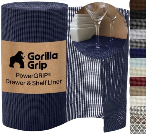 GORILLA GRIP powerGRIP Drawer Shelf and Cabinet Liner, 12"x20', Navy...