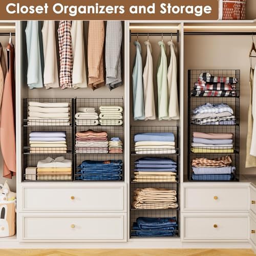 Yociyoga 4-Tier Stackable Closet Organizers and Storage Shelves, Foldable Clo...