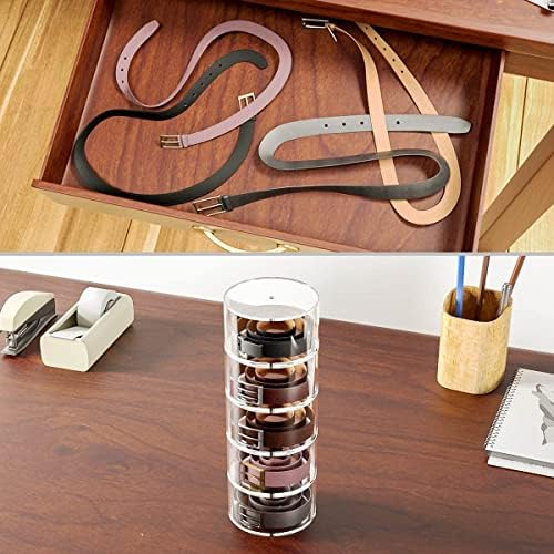 NIUBEE Belt Organizer for Closet, Acrylic Belt Storage Holder Box, 5 Layers