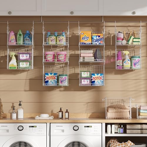 Sonyabecca 5-Tier Hanging Laundry Basket Organizer: Foldable Wire Shelf Baske...