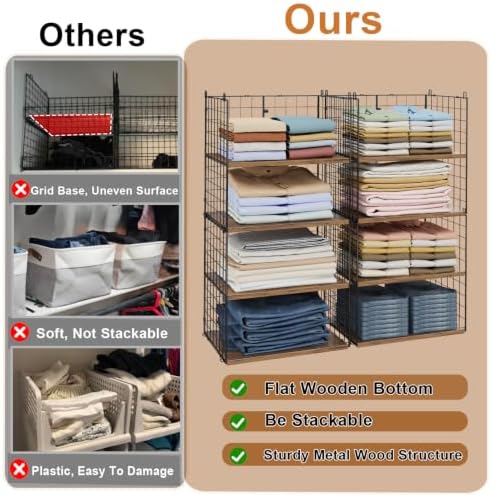 2 Pack Closet Organizers and Storage, Stackable Closet Shelf Organizer Heavy ...