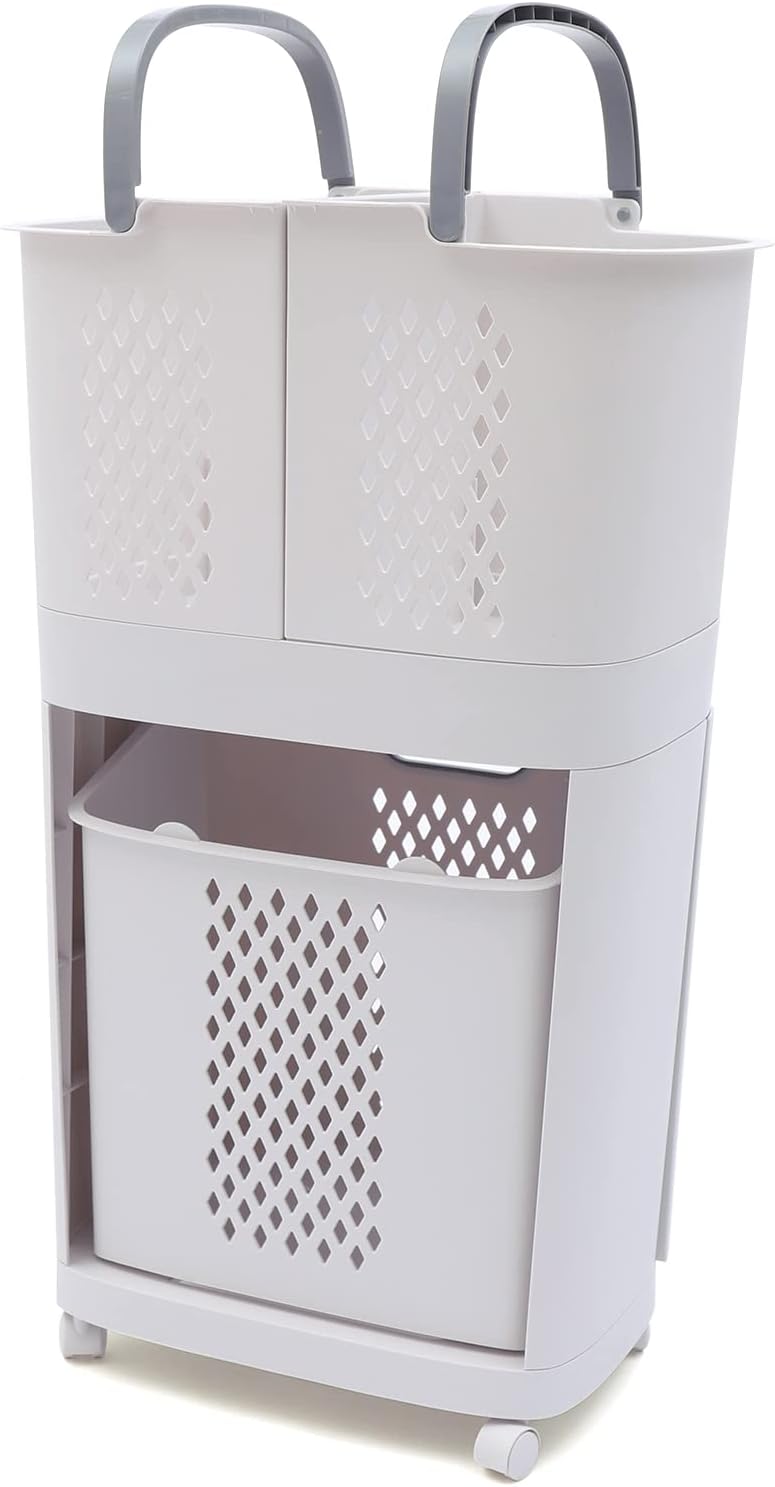 Laundry Basket Multipurpose Sorter Basket with Wheel Rolling Laundry Sorter H...