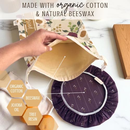 Nectar & Nest Beeswax Bread Bags for Sourdough & Bowl Cover Baker Set