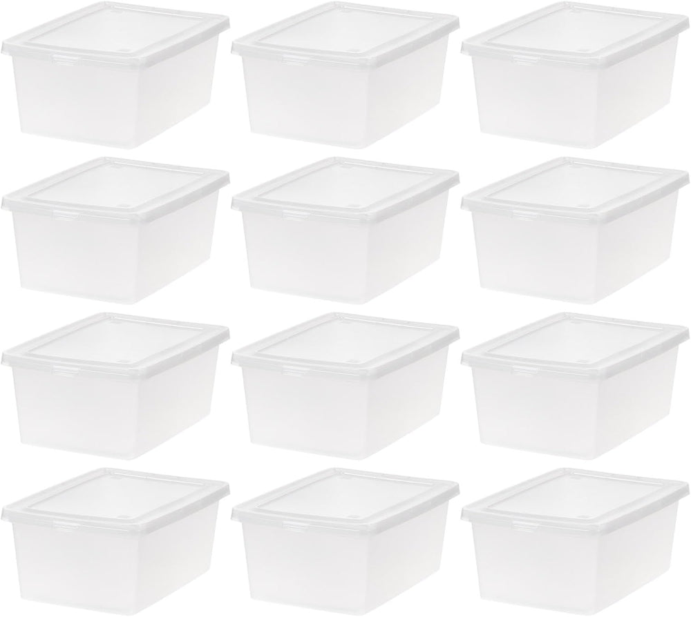 IRIS USA 12-Pack 15 Qt Storage Bins with Lids, Clear, Stackable