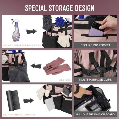 SCAVATA Wearable Cleaning Caddy, Cleaning Caddy Supplies Organizer with Handl...