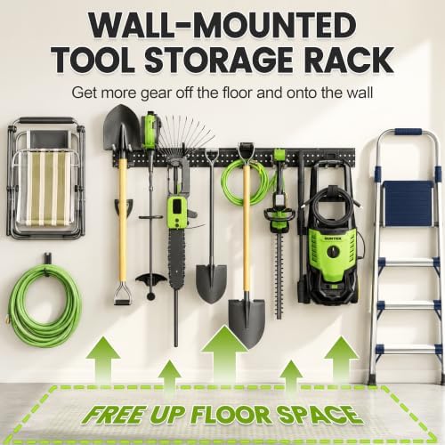 Garage Tool Organizer Wall Mount, 49.5 Inch Heavy Duty Garage Organization Sy...