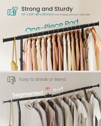 SONGMICS Clothes Rack, Heavy-Duty Rolling Garment Rack with Shelf