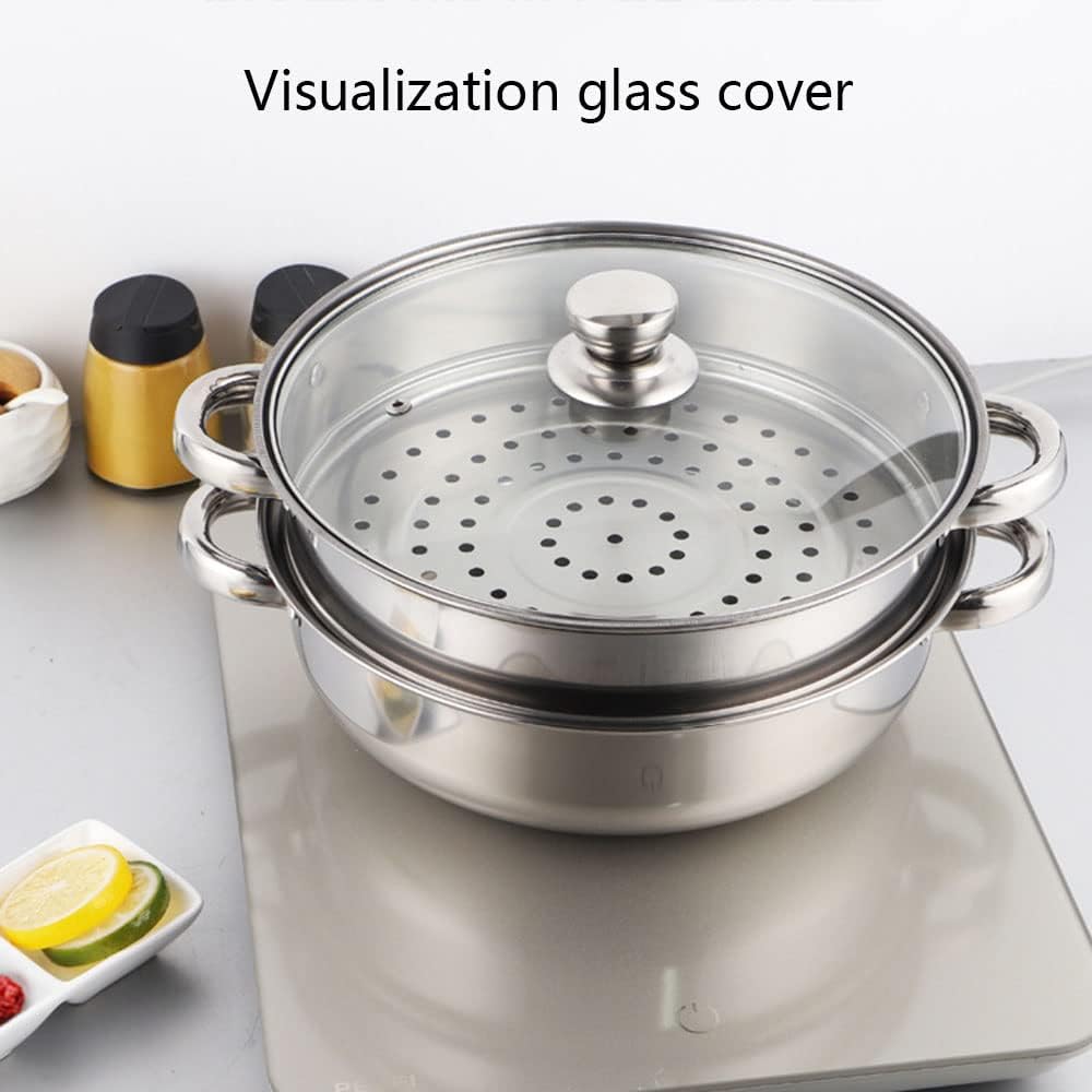 Steamer Pot for Cooking 11 inch Stainless Steel, 3-tier Multipurpose 18/8 Sta...