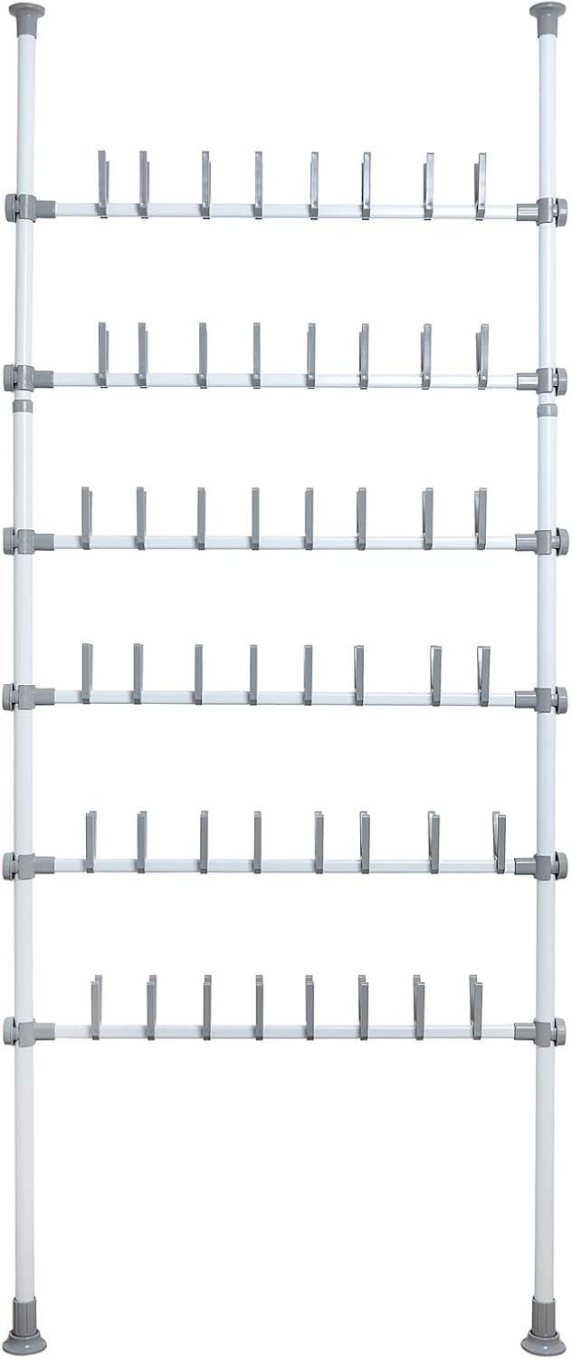 Wenko Adjustable Organizer Shoe Rack, White/Grey, 94 x 165-300 x 9 cm