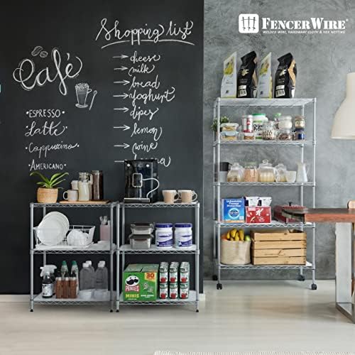 Fencer Wire NSF Adjustable Height Wire Shelving w/Liner, Basement Storage She...