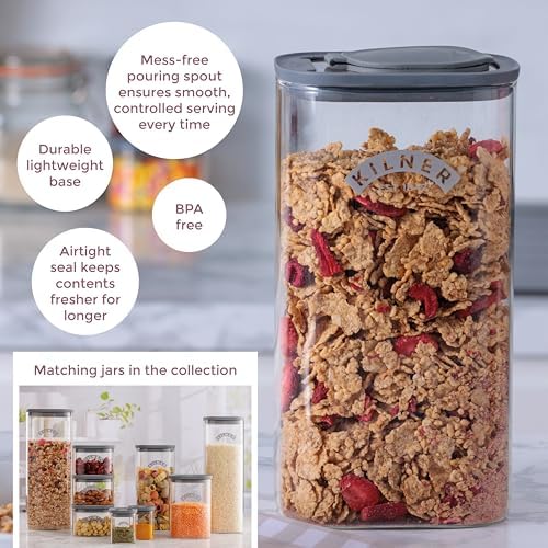 Kilner 3 Litre Glass Cereal Dispenser | Storage Jar with Airtight Glass &...