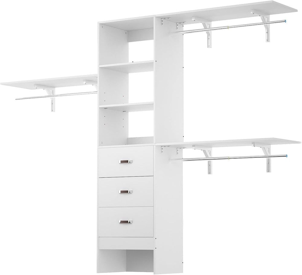 iSunirm 8FT Closet System, 96'' Closet Organizer System with 3 Hangin...