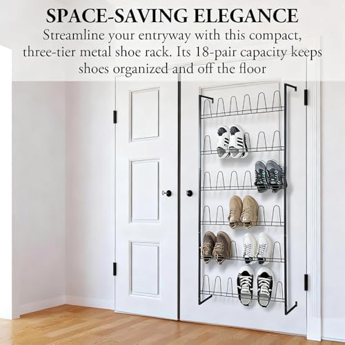 6 Tiers Metal Hanging Shoe Rack for 18 Pairs, Space-Saving Shoe Storage Shelf...