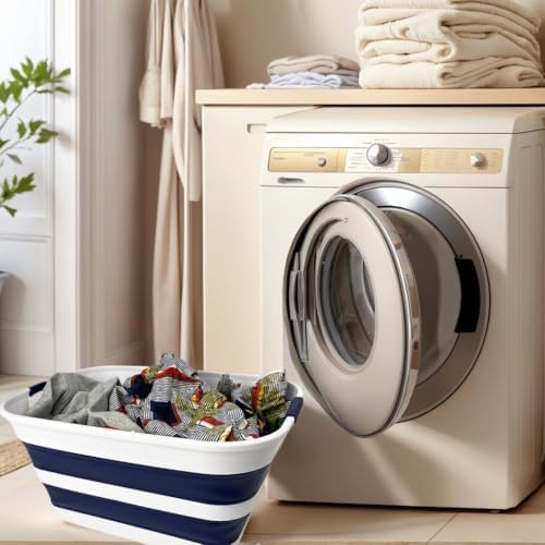 SAMMART Collapsible Plastic Laundry Basket with Handle/Foldable Pop Up Storag...