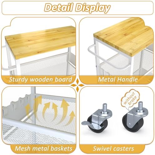 7.1" Wide Slim Storage Cart on Wheels, 4 Tier Metal Narrow Rolling Cart ...