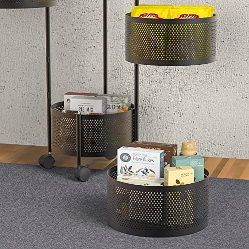 JAQ No Assembly Rotating Kitchen Storage Rack, 5-Tier Metal Basket Organizer ...
