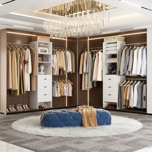 Besiost 96'' Closet Organizer System with 3 Hanging Rods, 8FT Closet ...