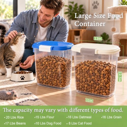 Airtight Dog Cat Pet Food Storage Container 10 Lbs, Slim Tall Dry Food Bin