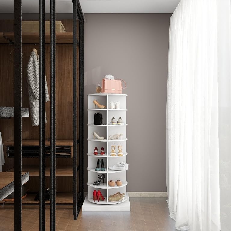 HomVent Rotating Shoe Rack, 7-Tier Spinning Shoe Rack Tower