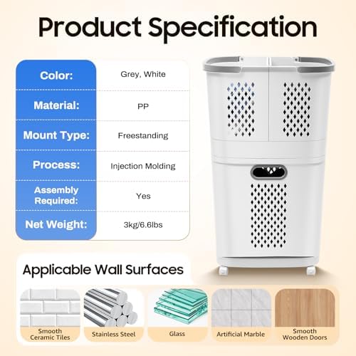 Removable Laundry Basket Classification Thickened Storage Rack White