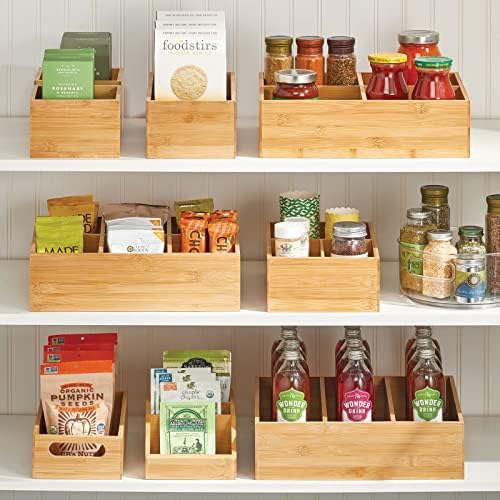 mDesign Bamboo Wood Organizer Storage Bin Box for Kitchen, Pantry, and Drawer...