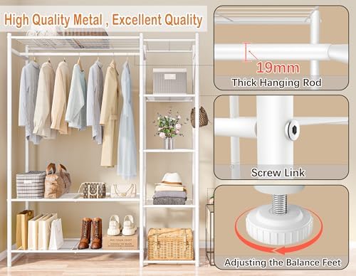 HOMIDEC Wardrobe Closet,Portable Clothes Rack with 4 Tiers Shelves