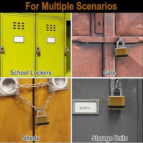 4 Pack Combination Locks, Golden 4-Digit Heavy Duty Combo Lock