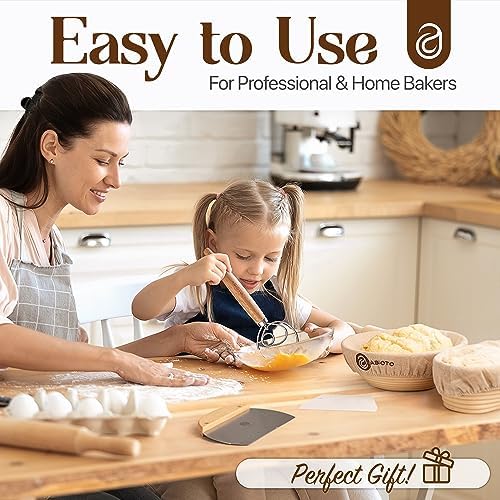 ABIOTO Sourdough Bread Proofing Baskets and Baking Supplies - 14-Piece Kit