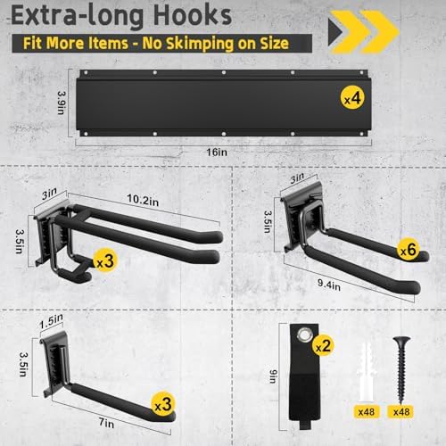 64" Garage Wall Tool Organizer, 900 Lbs Heavy Duty Steel Garden Tool Sto...