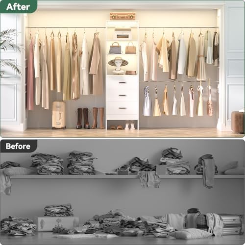 Besiost 96'' Closet Organizer System with 3 Hanging Rods, 8FT Closet ...