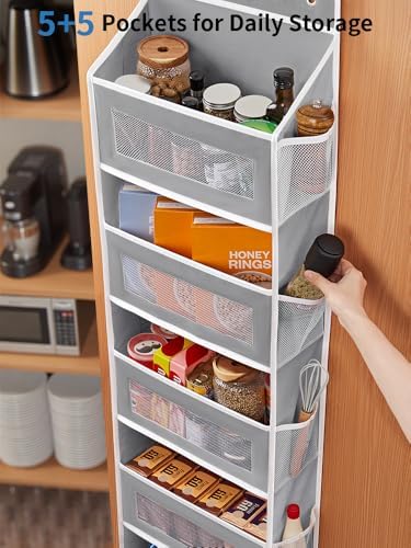 JARLINK Over the Door Organizer for Pantry, Bathroom, 5 Shelf Grey, 2 Pack