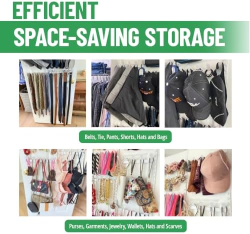 Evelots Rack for Purses, Belts, Jewelry, Ties, Hats - New Over the Door Organ...