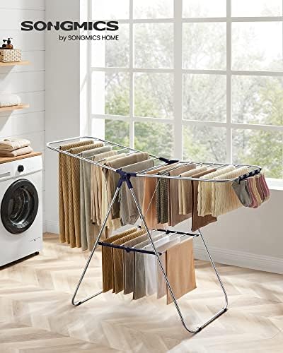 SONGMICS Clothes Drying Rack, Foldable Space-Saving Steel Laundry Rack