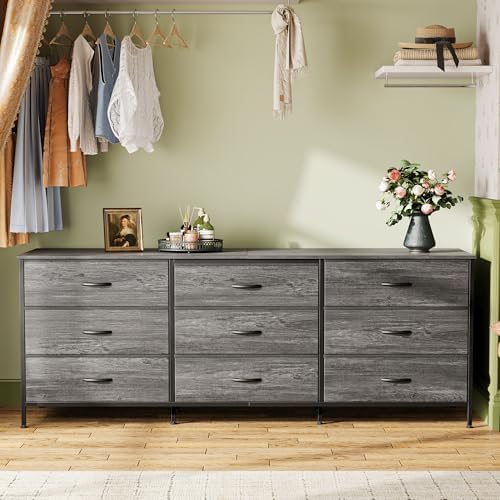 Huuger 63 Inch Dresser for Bedroom, Long Dresser for Closet with 9 Drawers, L...