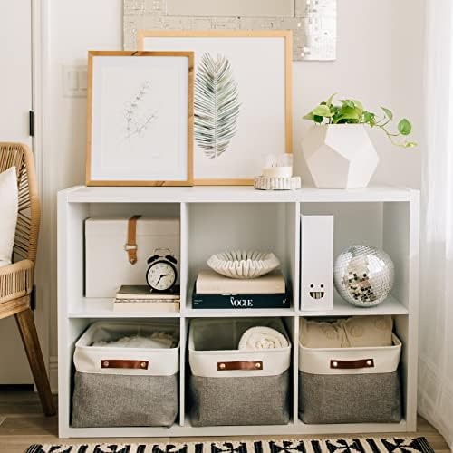 OrganiHaus 16x12.5in Storage Baskets, 3 Pack - Fabric Bins for Shelves