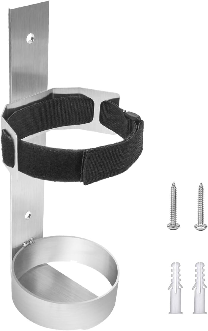 Boat Steel Fire Extinguisher Bracket,304 Stainless Steel Mounting Bracket with Adjustable Straps, Heavy Duty Fire Extinguisher Metal Bracket (Excluding fire extinguishers) (Silver)