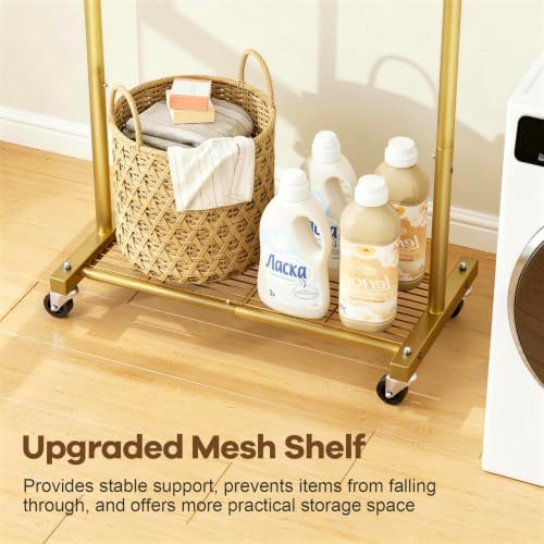 MISSLO Heavy Duty Clothes Racks for Hanging Clothes 25mm Metal Gold Clothing ...