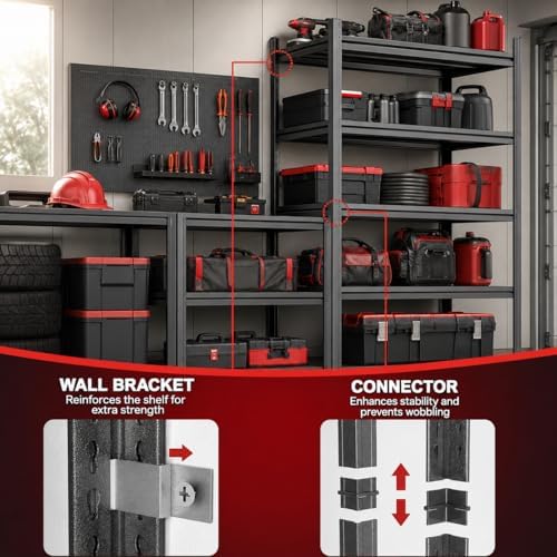 Garage Shelving, 1800 LBS Heavy Duty Metal Storage Shelves, 3-Tier Adjustable...