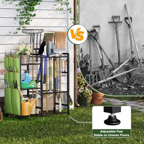 keomaisyto Garden Tool Organizer with Side Tool Pouch, Yard Tool Organizer